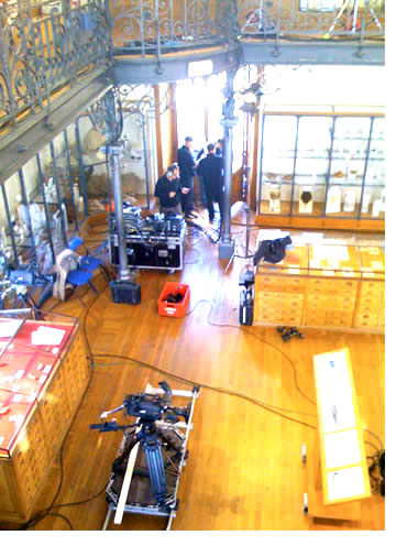 (Pictured) The dolly track camera, and the dead angle for the sound guys. Behind them is the South West window.