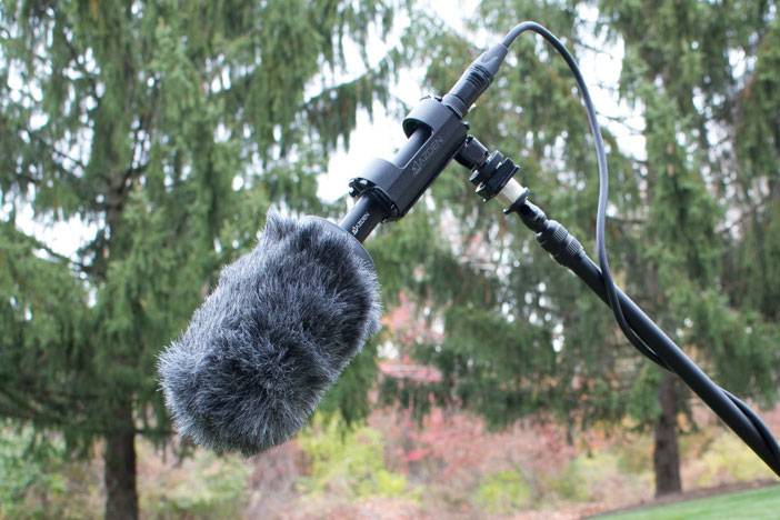 SGM-250 microphone with SWS-100 furry windshield