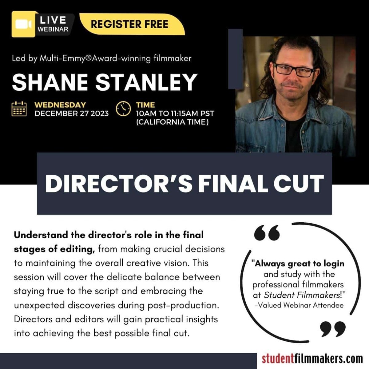 Shane Stanley - Color Grading - Directors Final Cut - Student Filmmakers Magazine
