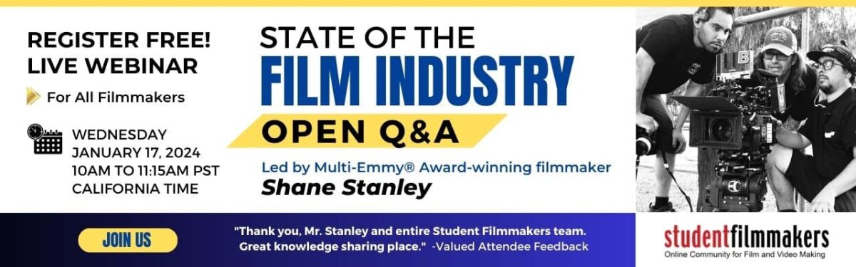 1280px by 400px _State of the Film Industry and Open Q&A with Shane Stanley, Multi-Emmy® Award-Winning Filmmaker